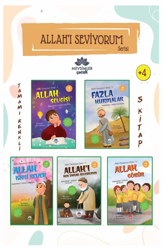 Allah'ı Seviyorum Serisi-5 Kitap kitap seti - okul öncesi çocuklar için eğitici ve değer odaklı içerikler sunar.