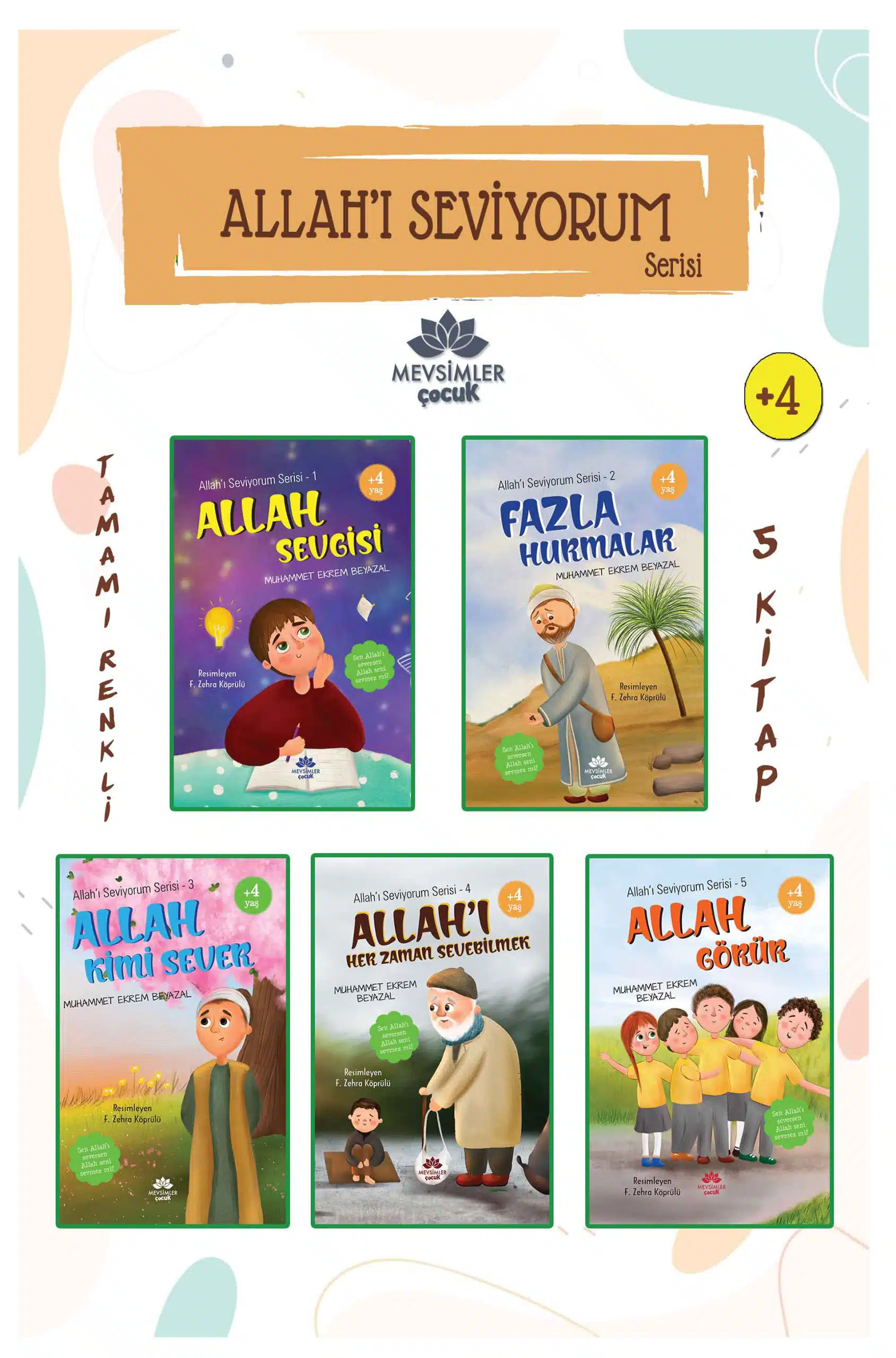 Allah'ı Seviyorum Serisi-5 Kitap - Çocuklar İçin Eğitici Kitap Seti Allah'ı Seviyorum Serisi-5 Kitap kitap seti - okul öncesi çocuklar için eğitici ve değer odaklı içerikler sunar.