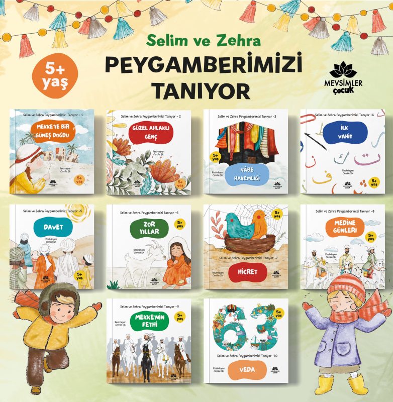Selim ve Zehra Peygamberimizi Tanıyor 10 Kitap kitap seti - okul öncesi çocuklar için eğitici ve değer odaklı içerikler sunar.