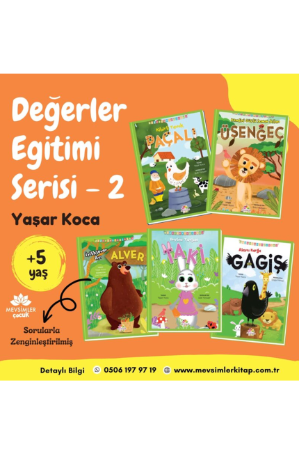 Değerler Eğitimi Serisi 5 Kitap kitap seti - okul öncesi çocuklar için eğitici ve değer odaklı içerikler sunar.