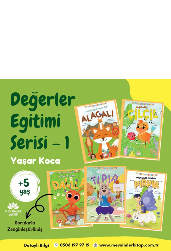 Değerler Eğitimi Serisi 5 Kitap kitap seti - okul öncesi çocuklar için eğitici ve değer odaklı içerikler sunar.